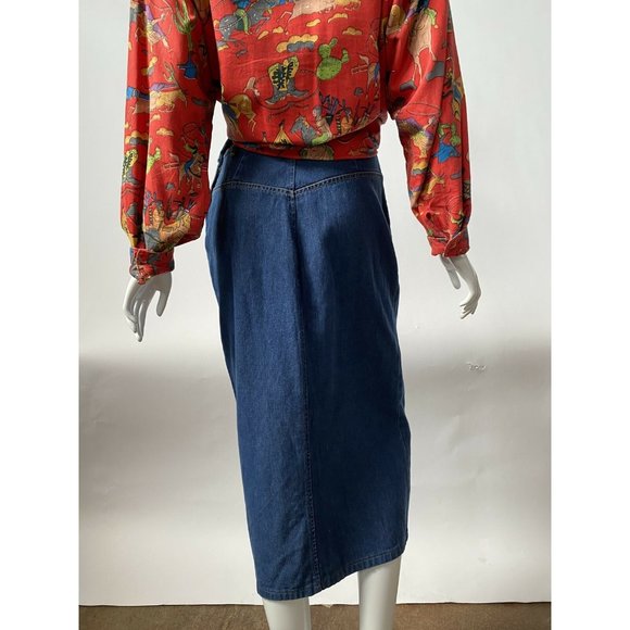 Banana Republic Womens Denim Pencil Skirt Blue Front Slit Pockets Medium Wash 6 - Picture 9 of 10